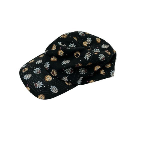 Bioworld Rick & Morty Snap Back Hat Cap Black All Over Print Adult One Size - Picture 2 of 5